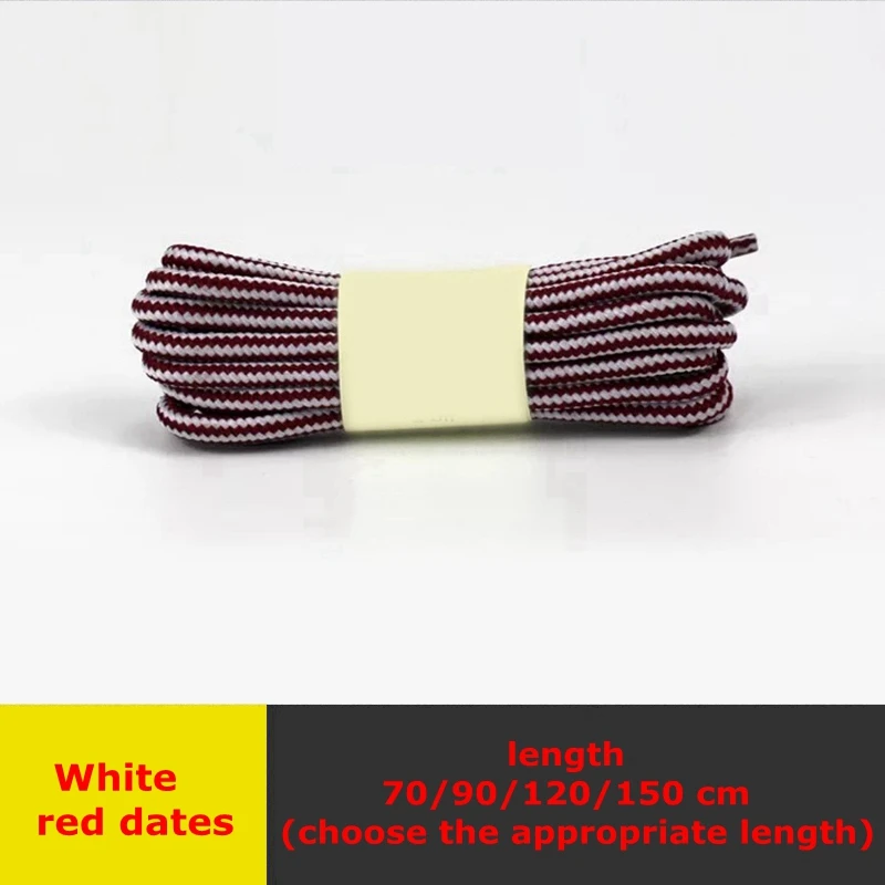 White red dates 1 пара, полосатые двухцветные шнурки для обуви, круглые шнурки, Уличная обувь для отдыха, шнурки унисекс, высококачественные кожаные ботинки, шнурки - Цвет: White red dates