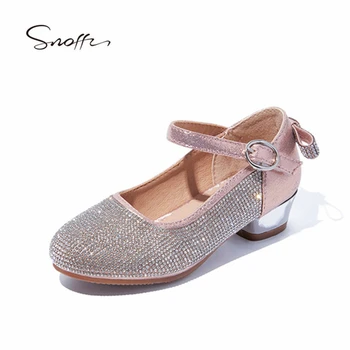 

Girls High Heels Shoes Sequin Party Wedding Princess Shoes Crystals Rhinestones Kids Dress Leather Shoes TX534