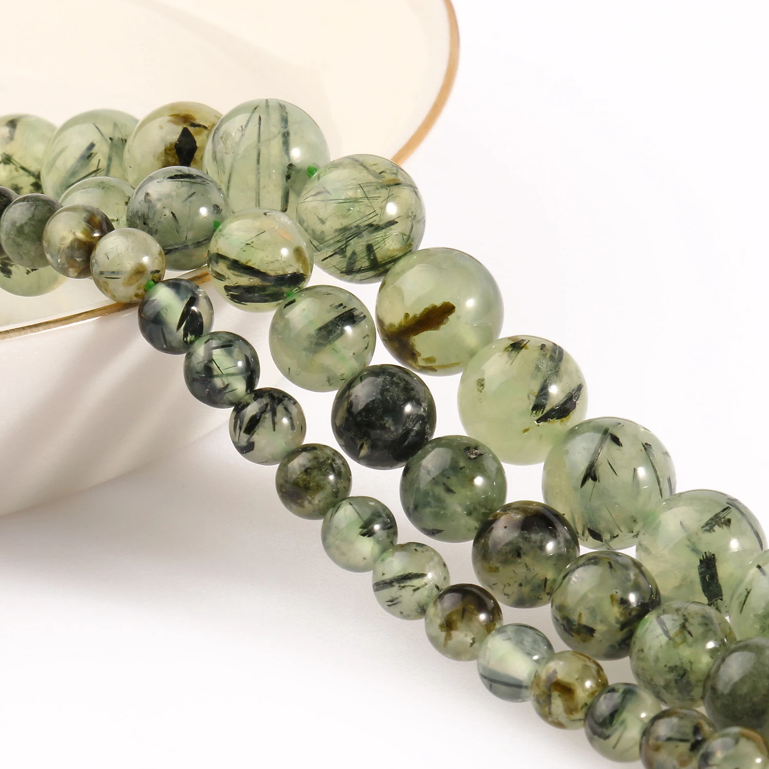 Natural Stone B Prehnite Jade Round Loose Beads for Needlework Jewelry Making 6 8 10mm Diy Bracelet Necklace Accessories 15 inch 6