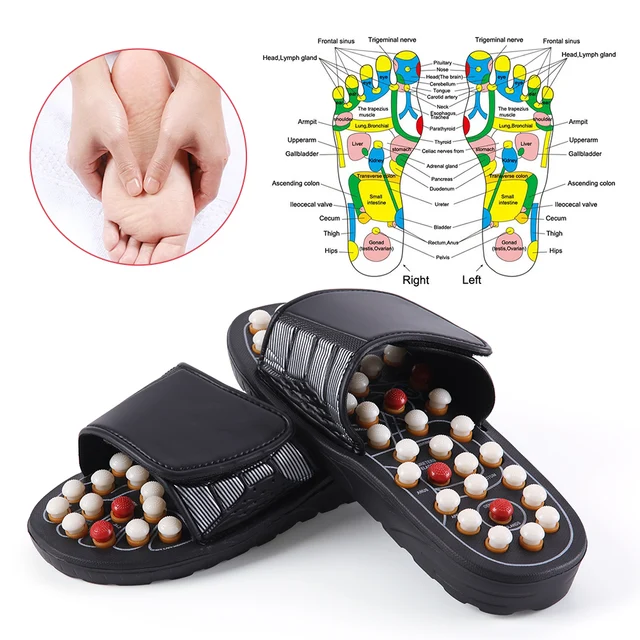 OLIECO Feet Massage Slippers Foot Reflexology Acupuncture Therapy Walk Stone Shoes Acupuncture Cobblestone Massager Sandal 11