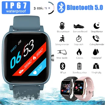 

Bluetooth Smart Watch Full Touch Screen Health Tracker Heart Rate Monitor Alarm Message Reminder Sleep Monitor for Android iOS