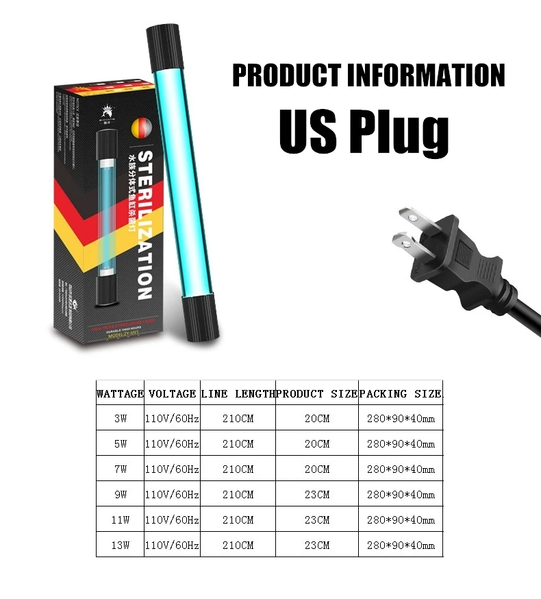 110/220V Погружной аквариумный UV светильник стерилизатор пруд аквариума фонтаны аквакультуры бактерицидные лампы с чистой стерилизационная лампа