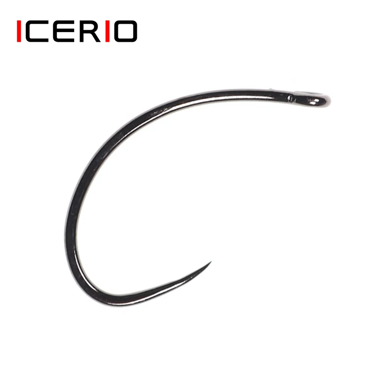 

ICERIO 30PCS 2X Gap Black Nickel Barbless Curved Nymph Stonefly Klinkhammer-style Dry Fly Tying Hook Ultra Sharp Trout Hook