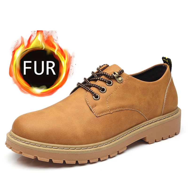 Yellow4 UPUPER; модные кожаные ботинки; мужские удобные нескользящие рабочие военные ботинки; обувь с высоким берцем; сезон зима-весна; Теплая обувь; мужские ботильоны - Цвет: Yellow4