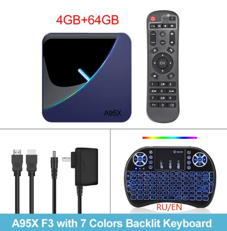 4G64G i8backlit Хорошее качество A95x F3 smart tv box Amlogic S905x3 Android 9,0 двухъядерный процессор Wi-Fi BT 8k медиа плейер 2Гб/4Гб 12/32/64gb ott tv box A95x F3 - Цвет: 4G64G i8backlit