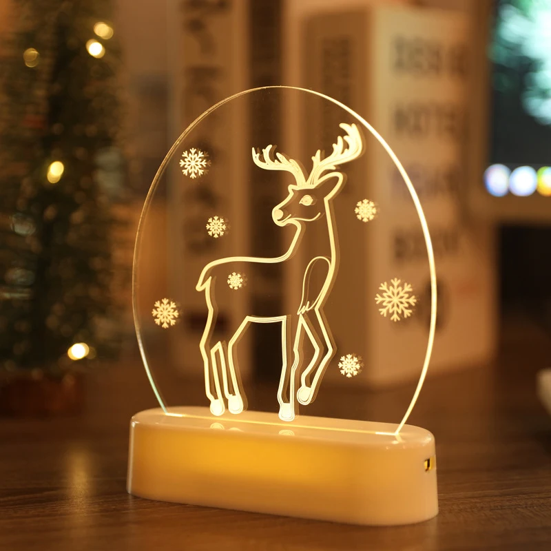 Christmas Table Lamp 3D Visual Effect Acrylic LED Ornament Festival Themed  Night Light for Party Home M56|Night Lights| - AliExpress