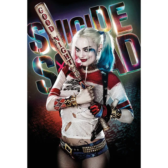 Тёмно-синий 5D Diy Полная квадратная алмазная живопись Harley Quinn отряд самоубийц вышивка круглые алмазы супергерой вышивка крестиком Мозаика домашний декор - Цвет: Тёмно-синий