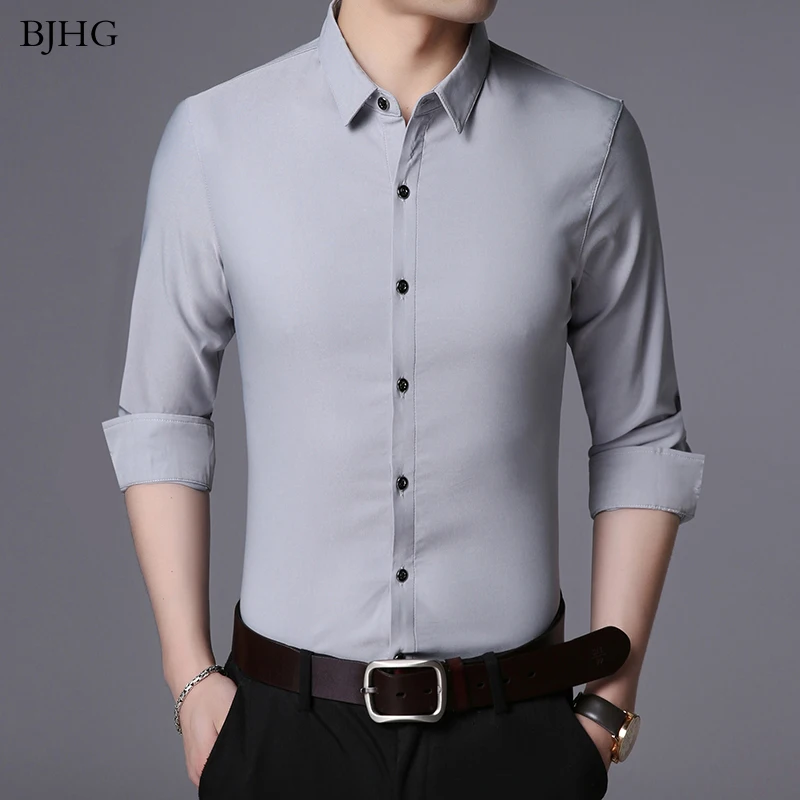 2019 New Fashion Brand Designer Shirt Men Dress Shirts Slim Fit Streetwear Long Sleeve Korean High 4
