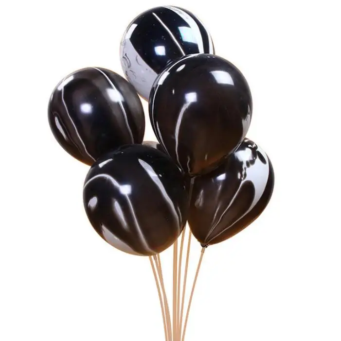 10 шт. Мраморный Рисунок металлик Агат Латексный Шар Красочные воздушные шарики с нарисованными облаками Свадебные украшения на день рождения балони Globos - Цвет: black