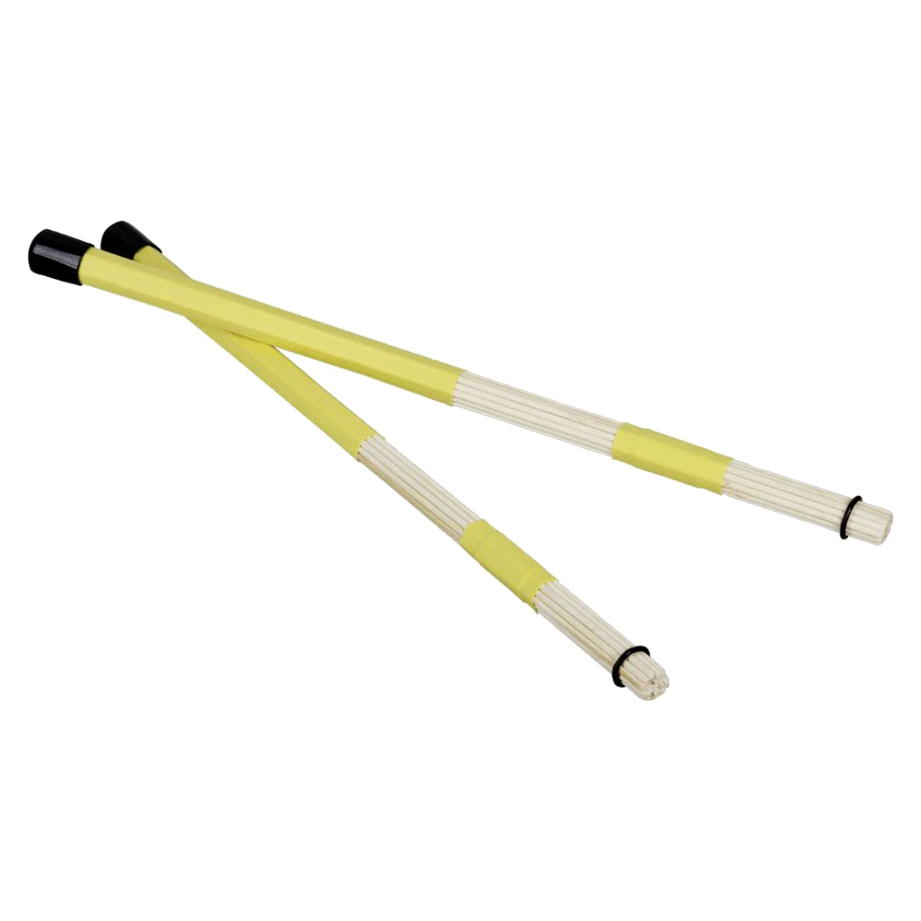 Exquisite 2Pcs Wooden Drum Rod Brushes for Cajon Jazz Drum Accessory Yellow
