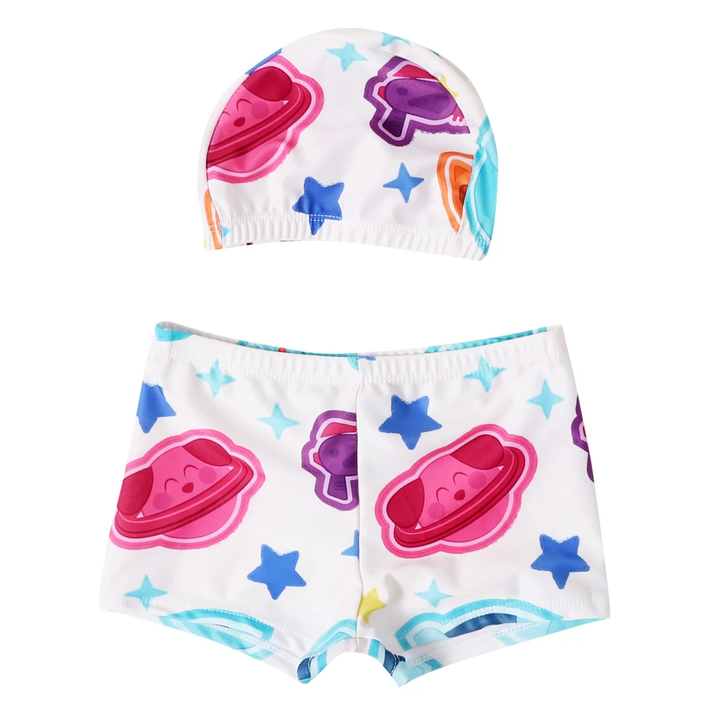 New Swimsuit Baby Boys Swimming Trunks Children Boys Beach Shorts Star Board Trunks Surfer Swimwear Short Pants with Cap