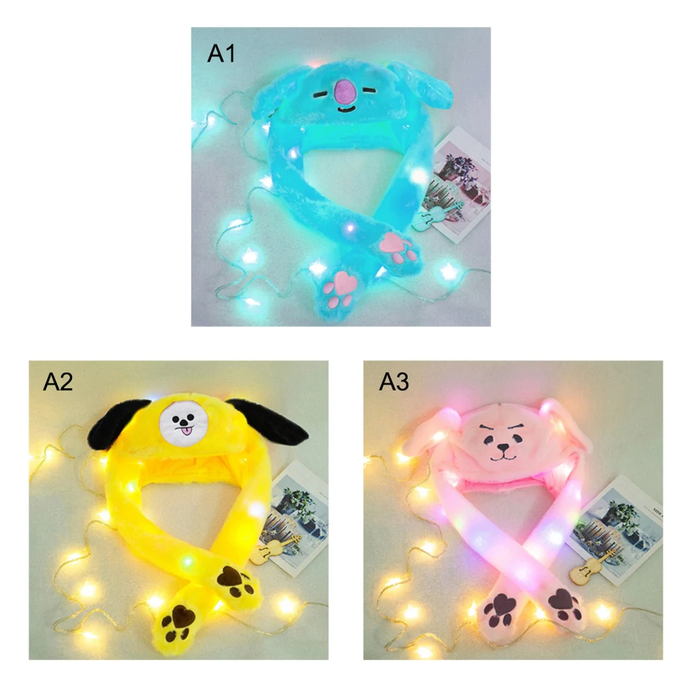 Funny Hats Women Men Kids Lighting Hat Cute Rabbit Ears Plush Ears Cap Children Shine Winter Warm Party Hat With Colorful Glow
