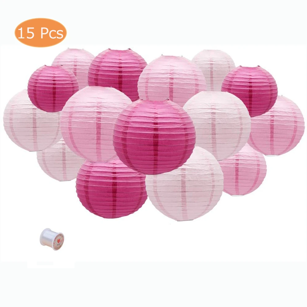Colore: rosa confetto 20 Cm confezione da 6 lanterne rotonde colori assortiti paralumi Lanterne di carta 8 decorazioni per feste 