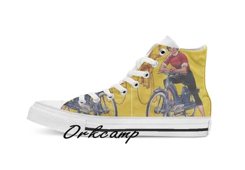 

Vintage poster Moped Custom Casual High Top lace-up Canvas shoes sneakers Drop shipping
