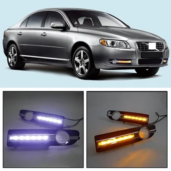 

CAPQX For Volvo S80 2009-2013 Front Bumper LED Daytime Running Light Turn Signal Lamp DRL Day Light Fog Light Cover Frame cap
