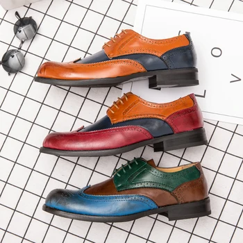 

Oxfords Shoes Men Mixed Colors Classic Business Brogues Formal Shoes Pointed Top Italian Elegant Shoes Large Size 38-48