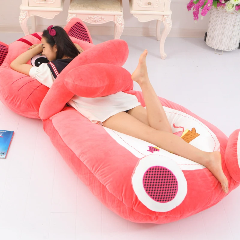 Dorimytrader 200cm X 110cm Мультфильм Pink Cat Beanbag Большой мягкий плюшевый коврик для кровати