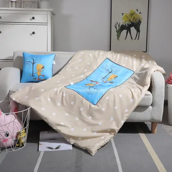 

Foldable Throw Blanket Pillow Cushion Portable Travel Pillows Cotton Conditioner Quilt Air Blankets Bed Print Warm Cartoon For