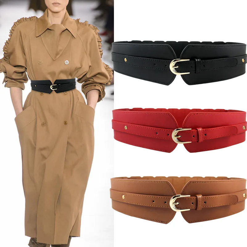 Luxury Ladies Wide Belt Elastic Vintage Buckle Leather Wide Fashion Wild Pin Buckle Women's Belt Waist Seal Belt Low Price