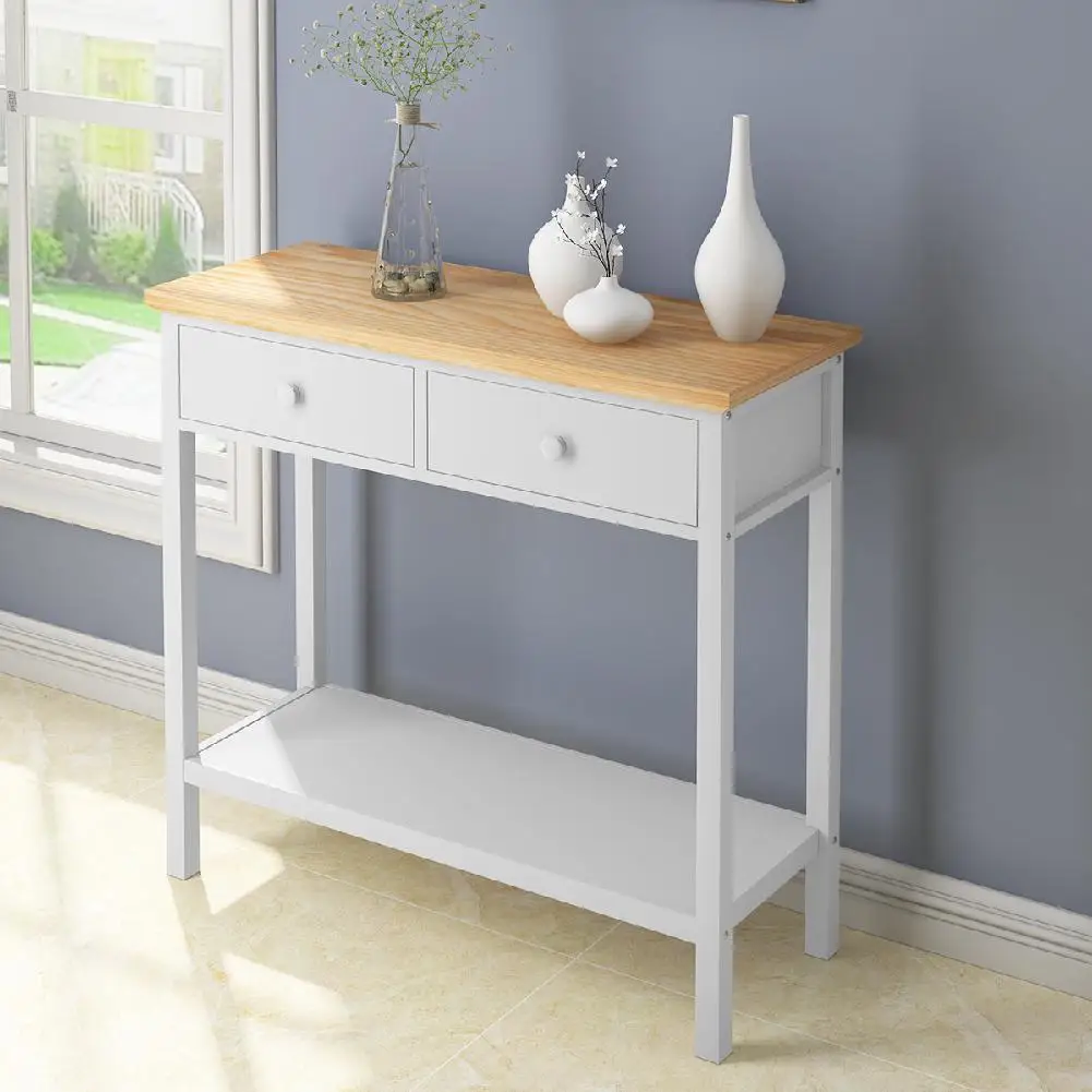 

Console Table Kitchen Dressing Hall Table with Drawers and Bottom Shelf