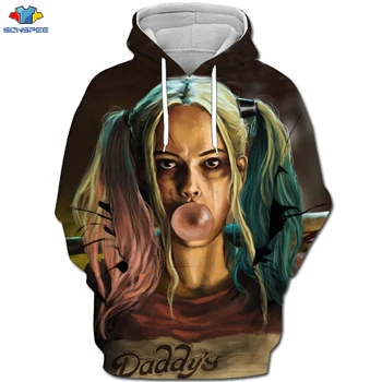 

SONSPEE 3D New Anime Movie Suicide Squad Hoodie Harajuku Cartoon Animal Female Joker Hoodie Hip Hop Men The Joker Sweatshirt Top