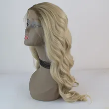 BM синтетические волосы 13*3 парик на кружеве темные корни Омбре микс блонд объемная волна термостойкие волокна волос свободная часть для женщин парики