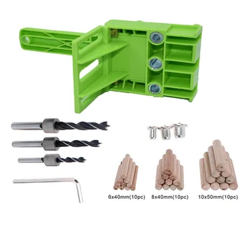 

38 Pcs Handheld Woodworking Dowel Jig Guide Set For 6/8/10mm Drill Bits Wood Drilling Straight Hole Doweling with Metal Sleeve W