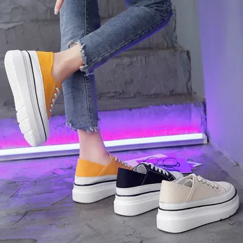 

Fashion Women Casual Shoes Thick bottom Canvas Shoes Women High Heel Wedges Sneakers Zapatillas Chunky Mujer Plataforma U12-33