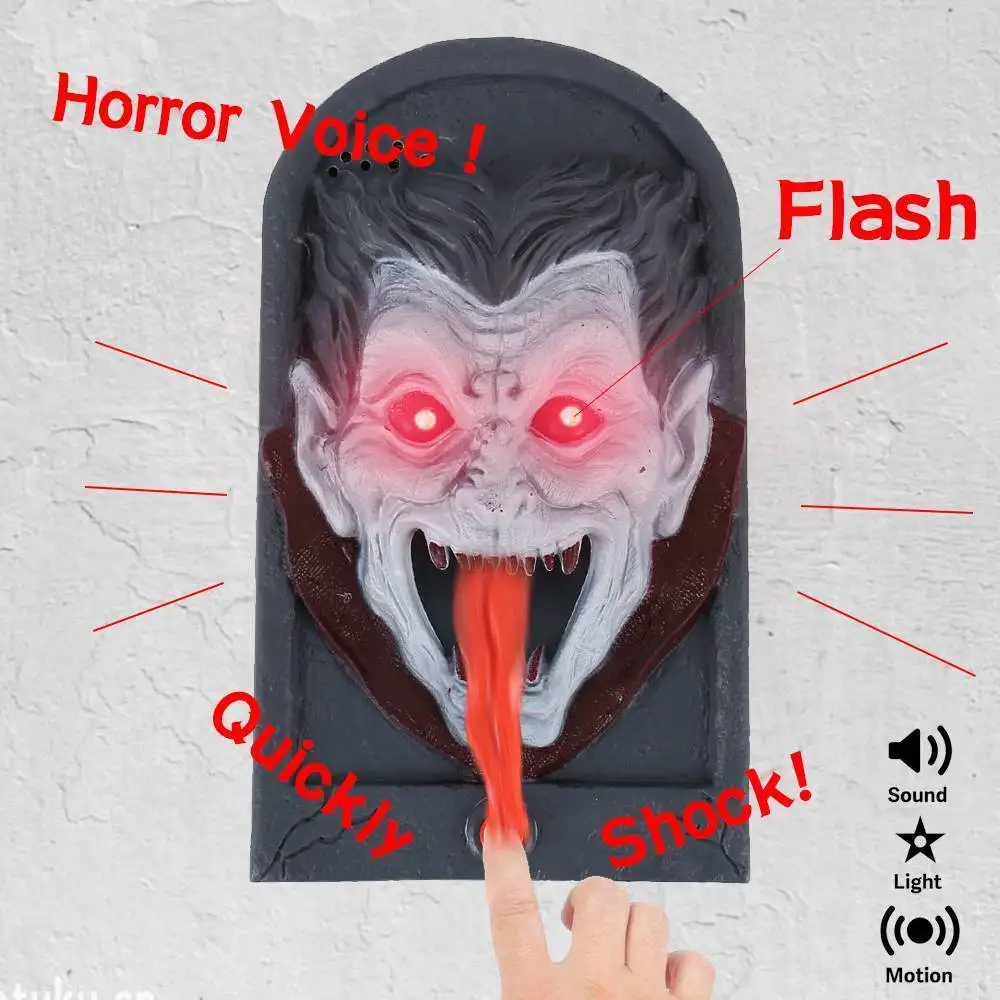Хэллоуин дверной звонок с привидениями пугающая маска анимированный дверной звонок звуковое движение вечерние Декор Led череп трюк игрушка дом с привидениями Вечерние