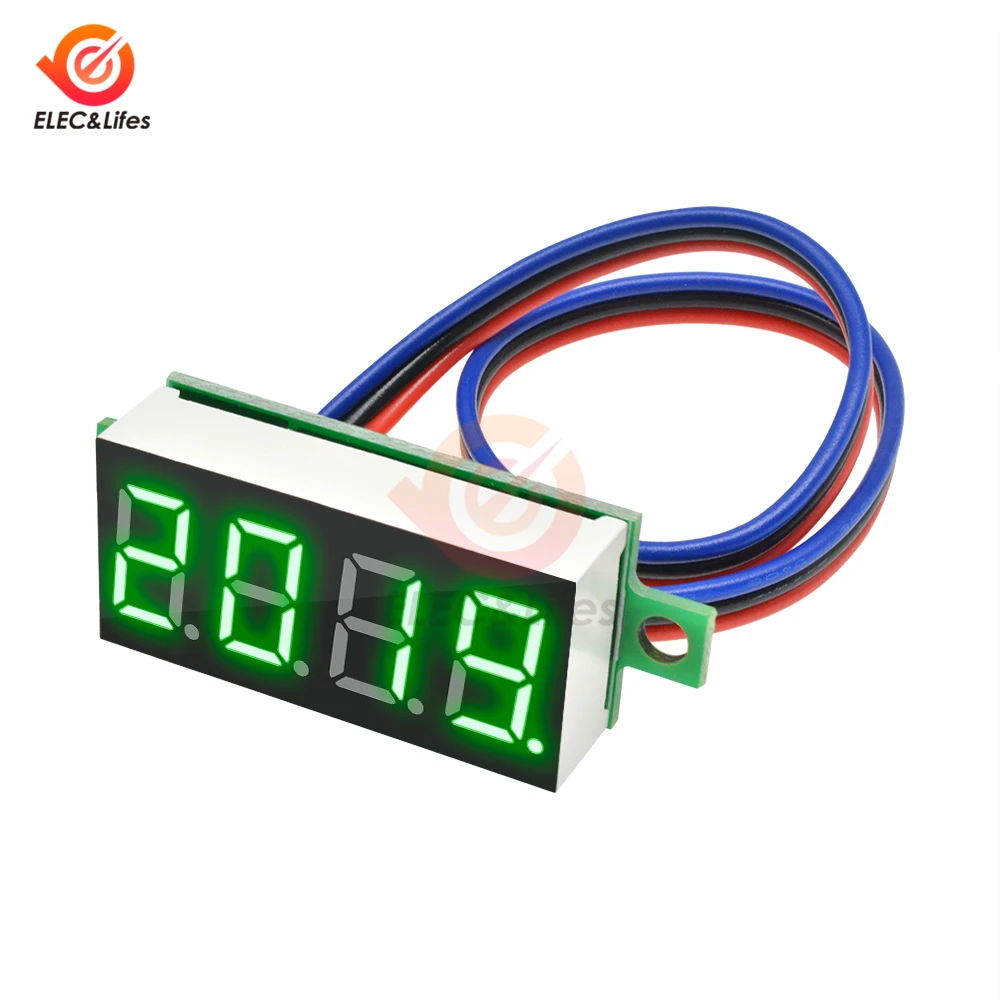 Green module 0,36 дюймов Мини цифровой вольтметр постоянного тока 0-100 V 3 провода 4 бит высокоточный, напряжения метр Панель тестер для вольтметр Для электромобиля или мотоцикла автомобиля - Цвет: Green module