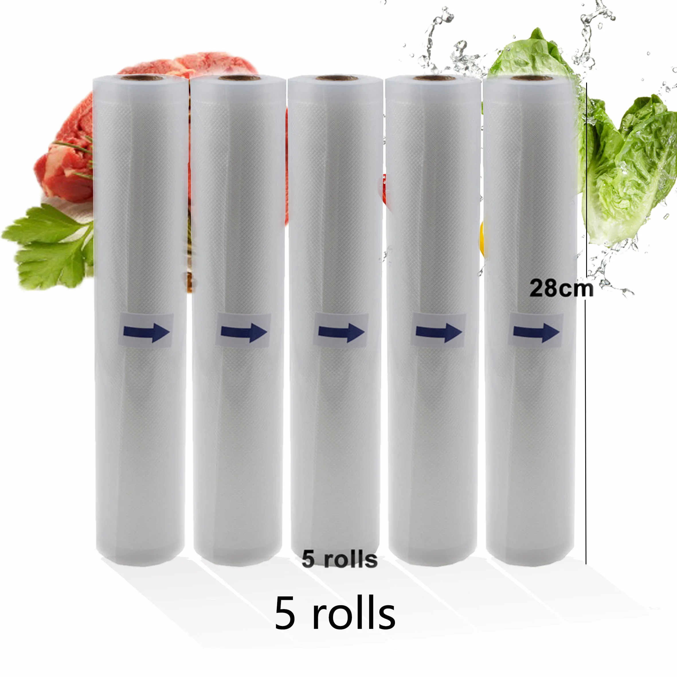 5 Rolls/Lot Vacuum bag Storage Bags for Sealer Vacuum Packer Packing Bags for Food 28cm*500cm