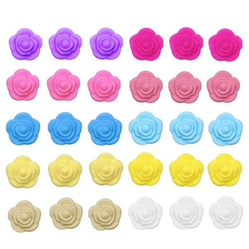 

BOBO.BOX 50pcs Rose Flower Silicone Beads Double-faced Rose 21mm For Necklace Chewable Toy For Teether Silicone BPA Free