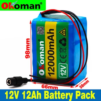 

Okoman high quality 12V 12Ah 18650 lithium battery 12.6V 12000mAh rechargeable battery with BMS for 75 W LED xenon lamp