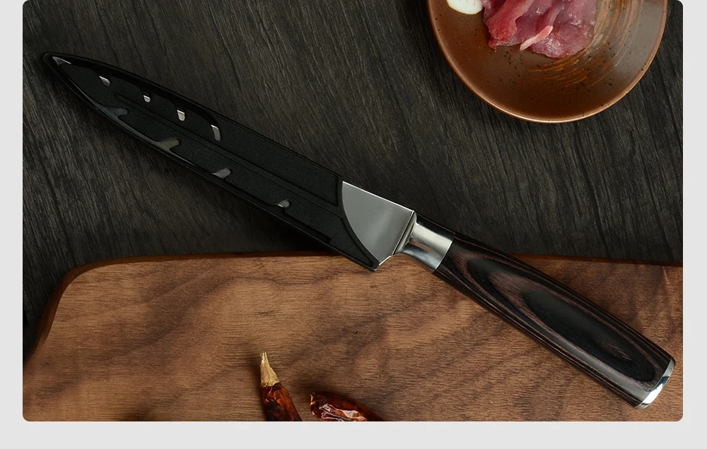Sowoll 5,5 дюймовый нож-топорик 7Cr17 кухонный нож из нержавеющей стали высококачественный цветной нож с деревянной ручкой с ножны для продажи