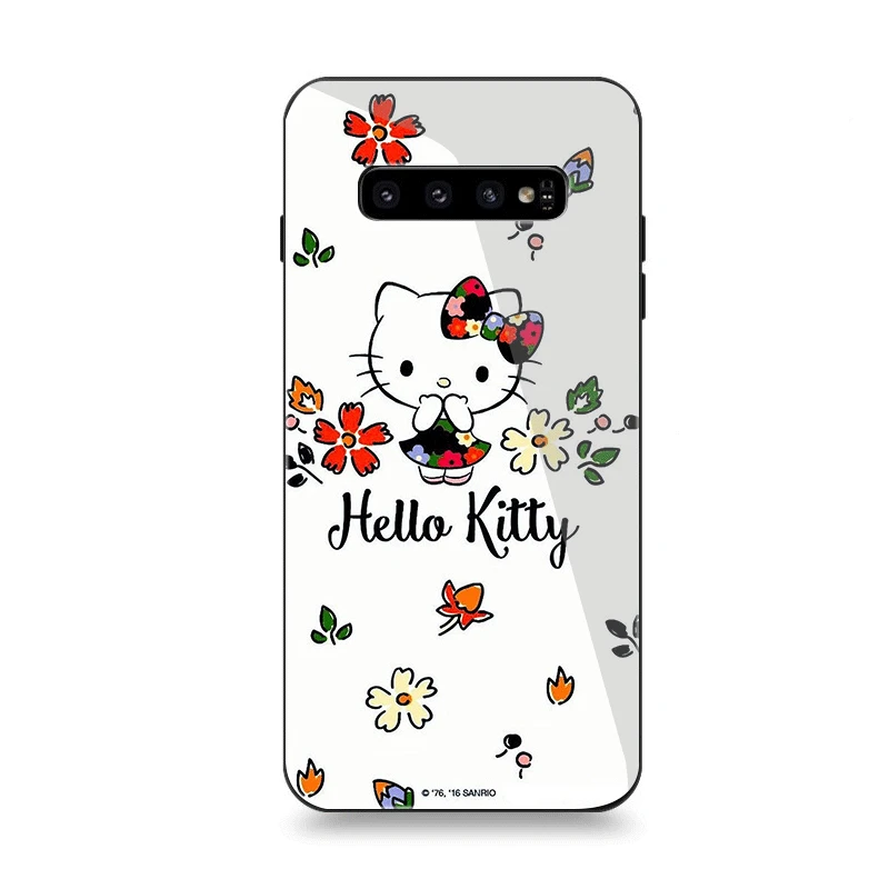 Чехол для телефона Стекло для samsung A40 A50 A10 A20 A30 A60 A70 S10 S7 край S8 S9 Note 8 9 10 плюс Чехол рисунок «Hello Kitty»
