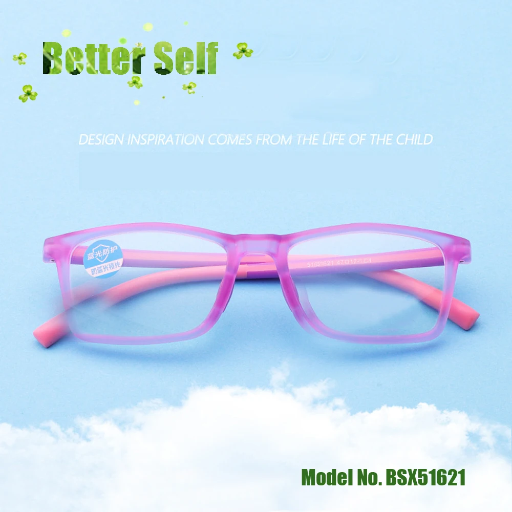 

Children Glasses Tr90 Optical Frames BSX51621 Double Color Temples Soft Silicone Nose Pad Can Equip With Myopia Lens Spectacles