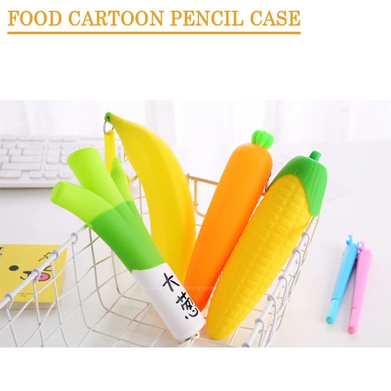 

Creative Food Cartoon Pencil Case Personality Student Stationery Stationery Box Pencil Bag Schools & Offices Silica Gel