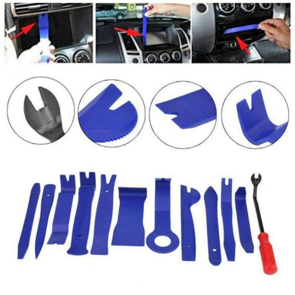 12pcs Car Radio Removal Tools Hand Tool Set Auto Door Clip Panel Trim Dash Audio Removal Installer Pry Repairing Tools Kit