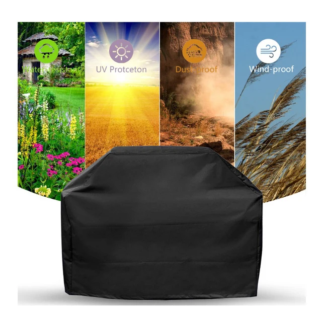 Bbq Borító Weber Nagy Teherbírású Kültéri Fekete Vízálló Grill Védő Kerek Téglalap Kerti Kiegészítő - Image 2