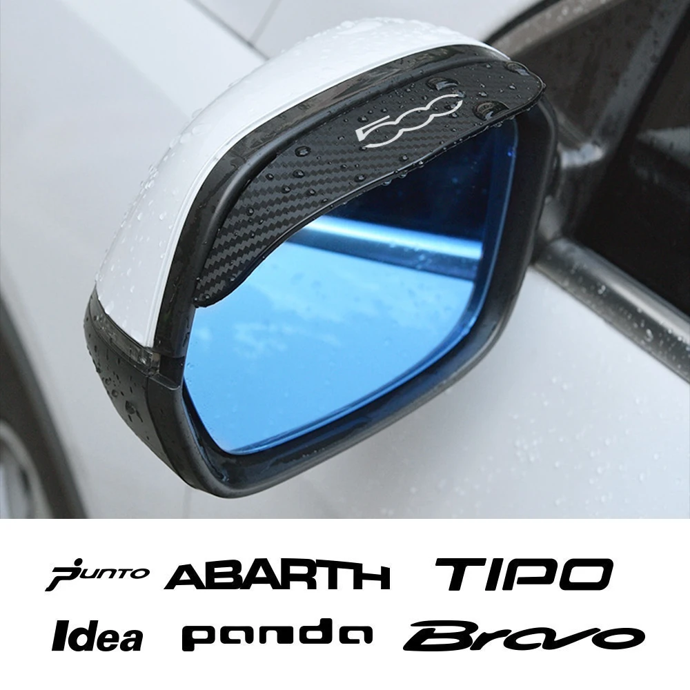 Car Rain Eyebrow Cover For Fiat 500 Punto Panda Bravo Freemont Seicento Argo Linea Idea Siena Tipo Abarth Auto Accessories Decor rearview mirror rain eyebrow rearview mirror rain guard