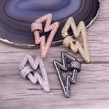 

3PCS, Clear CZ Micro Pave Lightning Lock Carabiner Pave Lock, Crystal Zirconia Necklace Clasp
