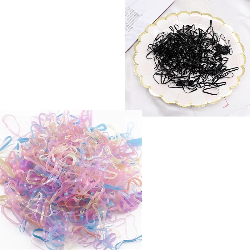 

200/1000PCS Cute Girls Colourful Ring Disposable Elastic Hair Bands Ponytail Holder Rubber Band Scrunchies Kids Hair Accessories