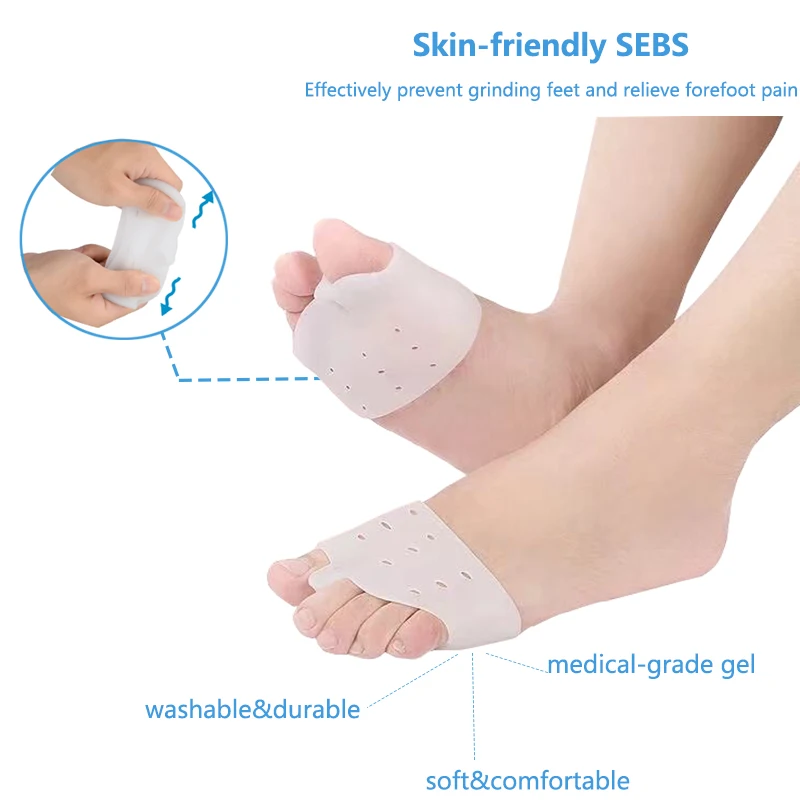 1 Pair Silicone Forefoot Pad Toe Separator For Bunion Overlapped Toes Correction Preventing Blisters Corn Calluses Foot Care