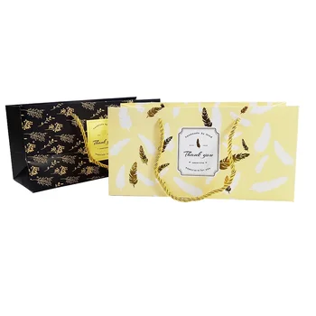 

20 Pcs/lot 26x13cm Leaf Pattern Gift Paper Bag With Handle For Handmade Food Party Wedding Gift Bag Cookies Bag Dessert Bags