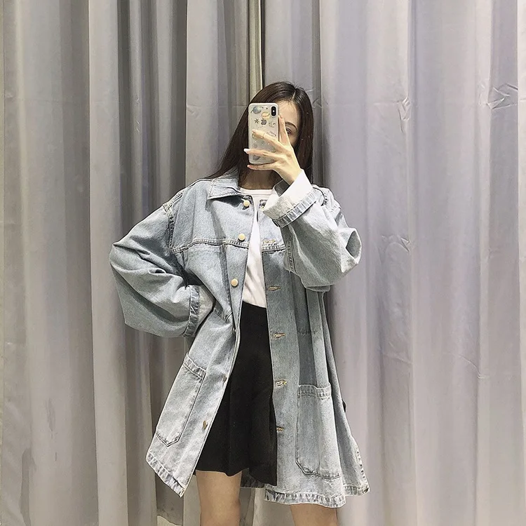 

Overplus of Goods Exported to Europe And US Women's Long-Sleeve Single Breasted Jeans Coat 2019 Autumn And Winter New Products F