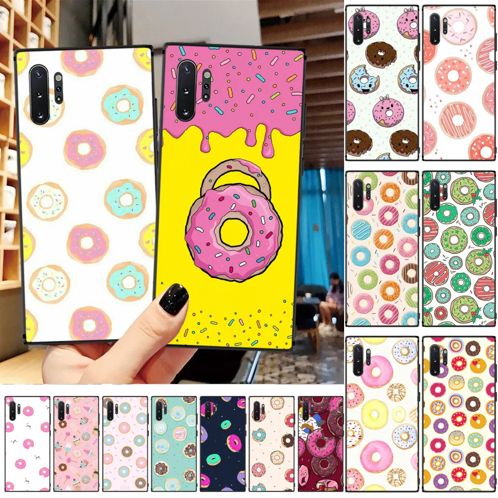 

LJHYDFCNB Cartoon hand drawn donut Black Soft Shell Phone Case Capa For Samsung A50 S10 Plus S10E Note9 Note8 7 10 Pro