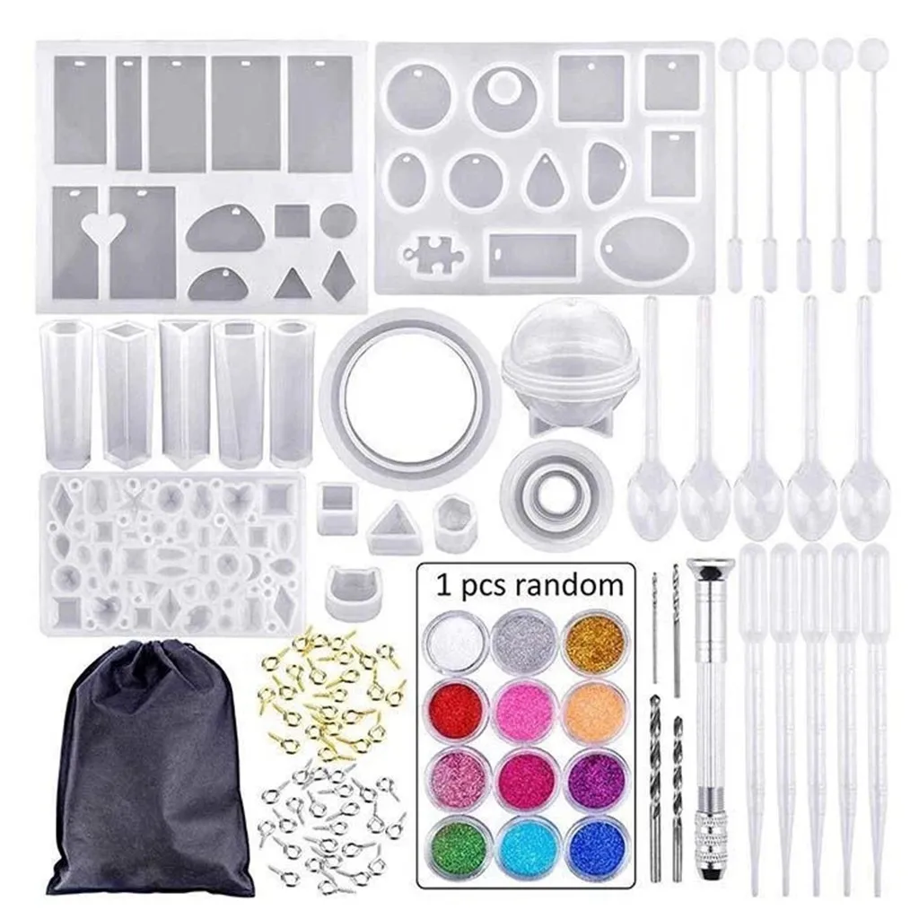 

83 Pcs DIY Crystal Glue Jewelry Mold Set Handmade Crystal Glue Silicone Mold Set Epoxy Handicrafts Mould Home Decor
