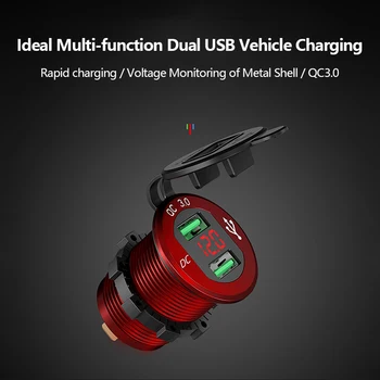 

Car Accessories Waterproof Dual Ports USB Charger Socket Adapter LCD Display 12-24V Cigarette Socket Lighter 1.5A Car Charger