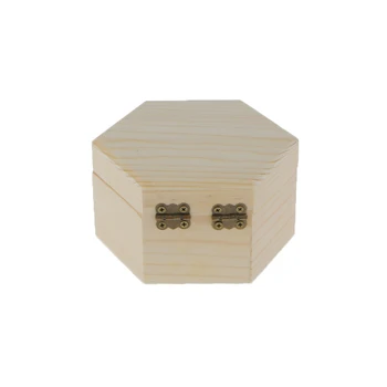 

Plain Unpainted Hexagonal Wooden Tool Storage Box Jewelry Chest Kids DIY