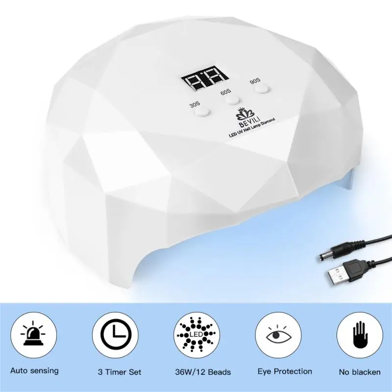 

36W Nail UV LED Lamp Nail Dryer Phototherapy Nail Glue Dryer Machine Dual Light Source UV/LED USB Connector Nail Lamp